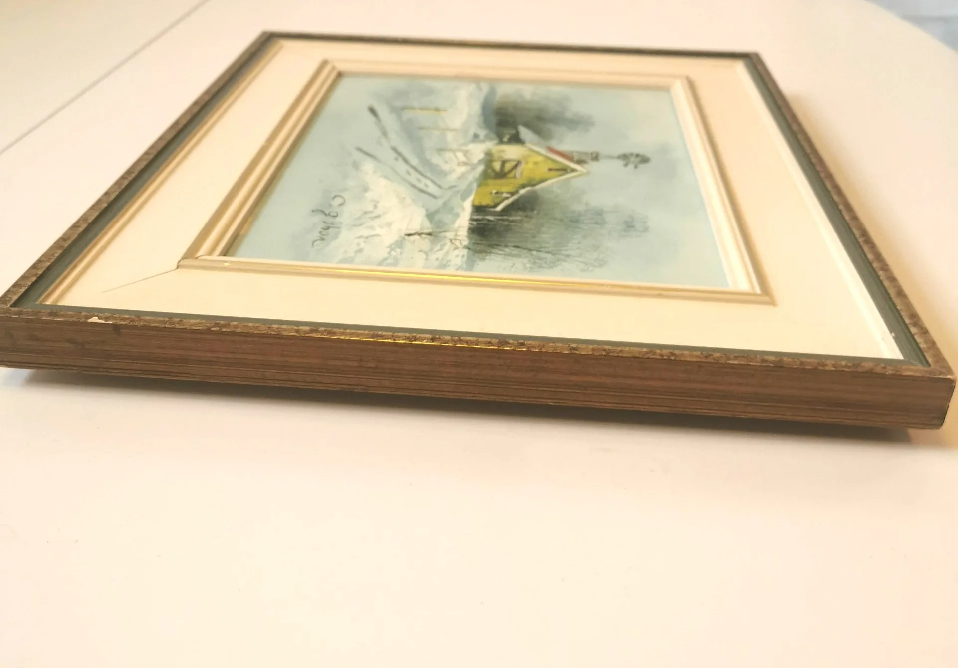 Vintage C. Gibbon Oil Painting Winter Barn Snow Scene on Farm image indicator(7)