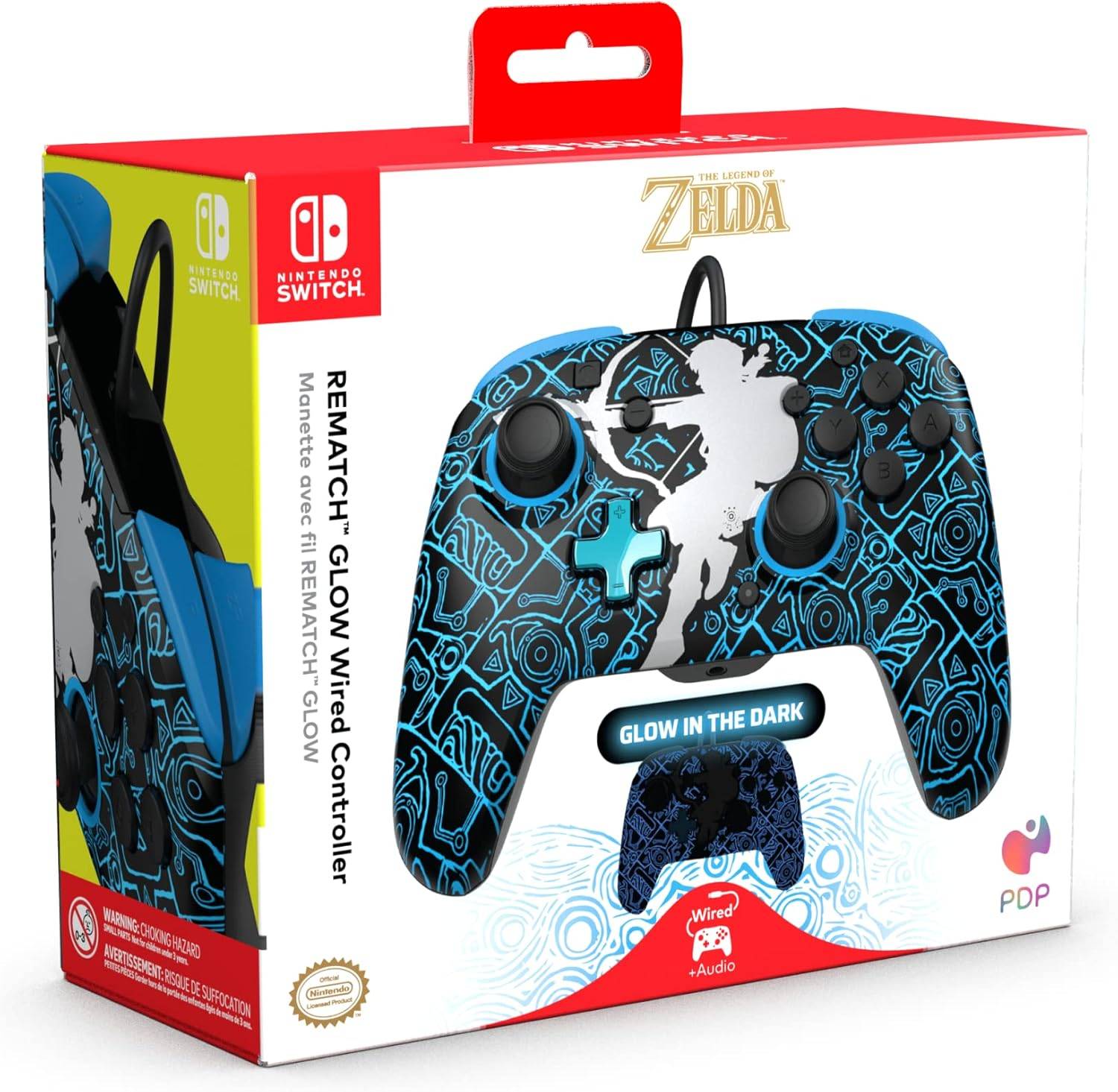 PDP REMATCH GLOW Wired Controller: Sheikah Shoot For Nintendo Sw