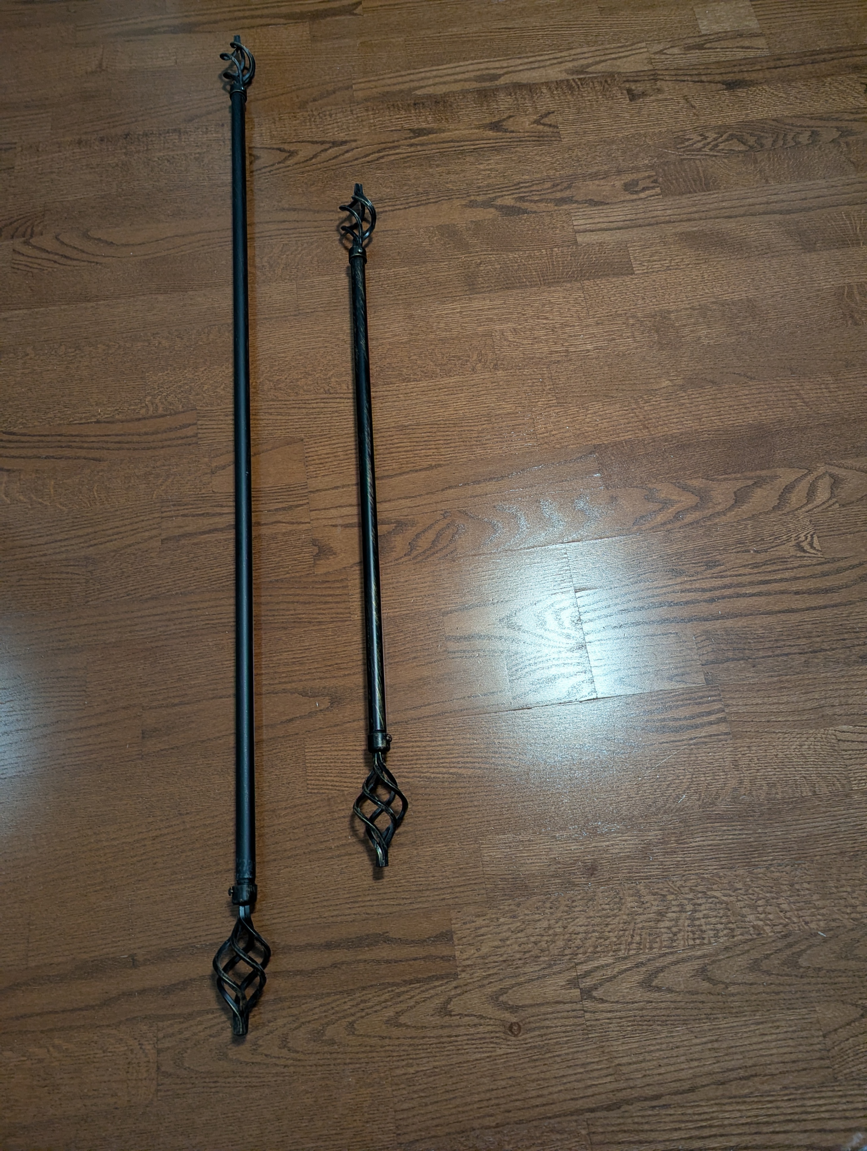 2 cast iron expandable curtain rod