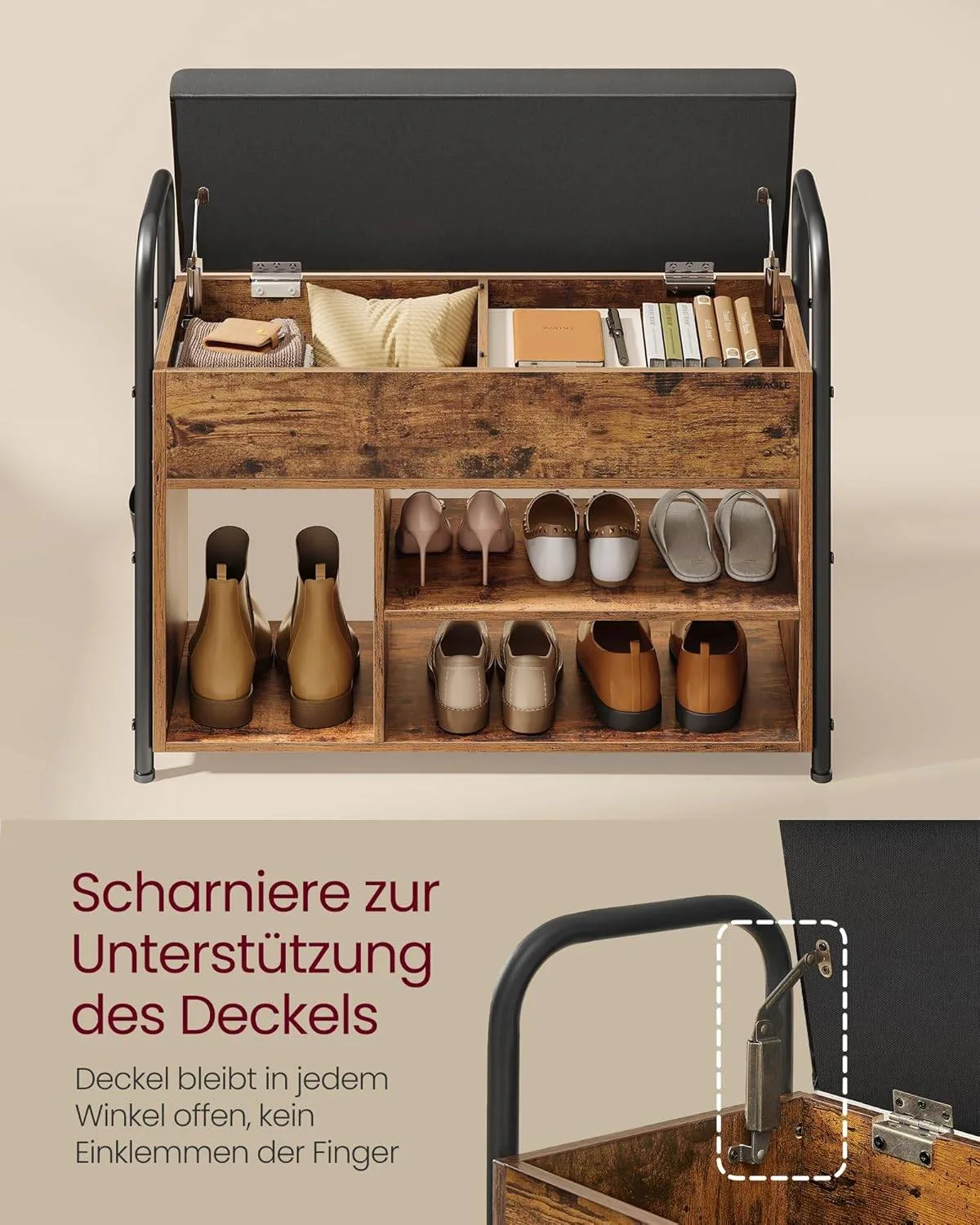 VASAGLE Shoe Storage Bench image indicator(5)