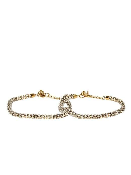 Premium Set of 2 Gold-Plated Stone-Studded Anklets for Women - photo 3