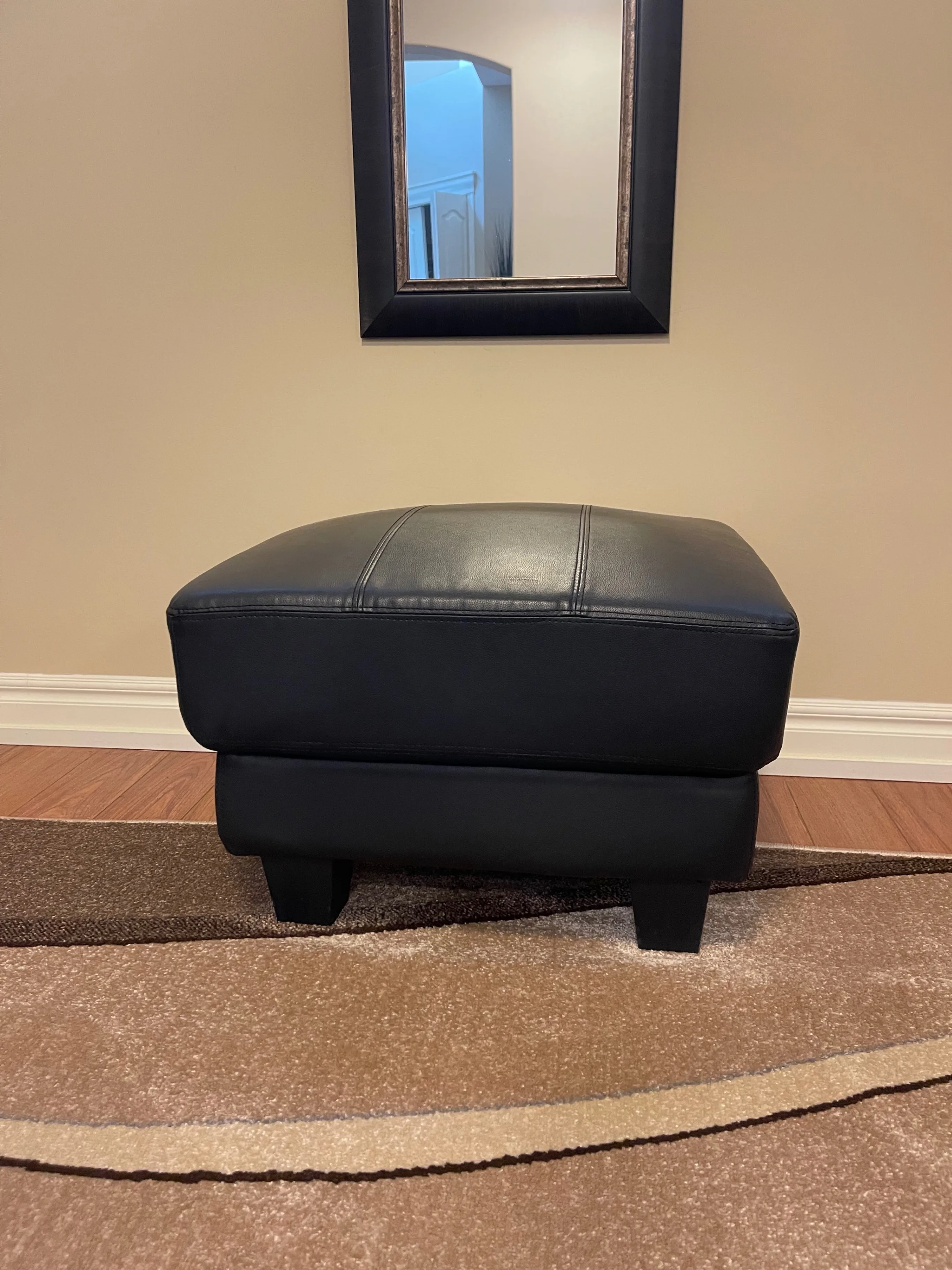 Black Leather Square Ottoman thumbnail