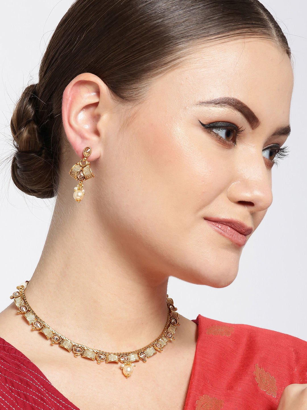 Premium Kundan Pearls Beads Gold Plated Jewellery Set for Women - photo 2