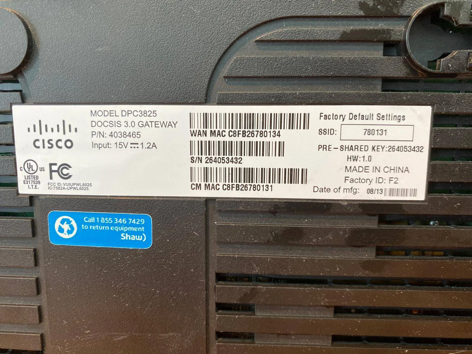 Cisco DPC3825 Wireless Router image indicator(3)