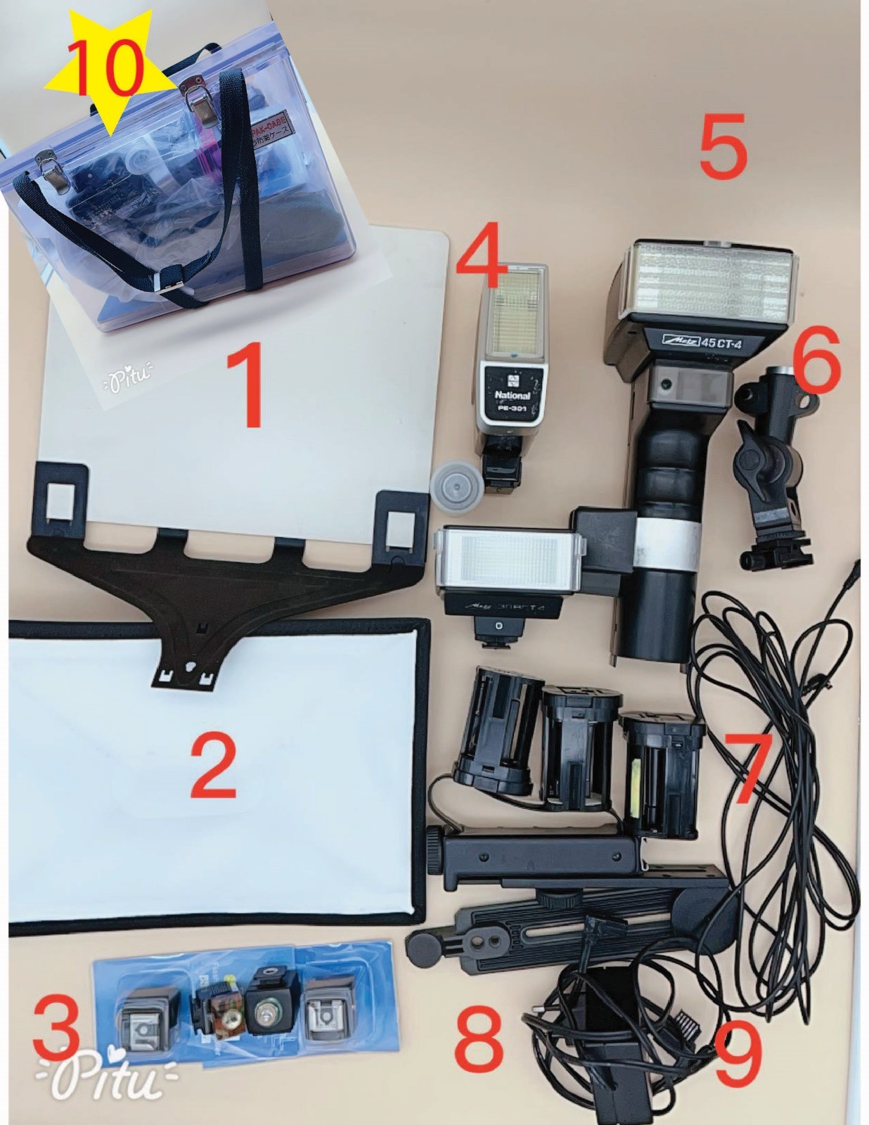 Sale-Prof.photo lighting eqpt. 10 items (Nikon) w/ dry cabinet