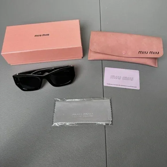New MIU MIU MU 08ZS 1AB5S0 Black Grey Women's 53 mm Sunglasses image indicator(2)