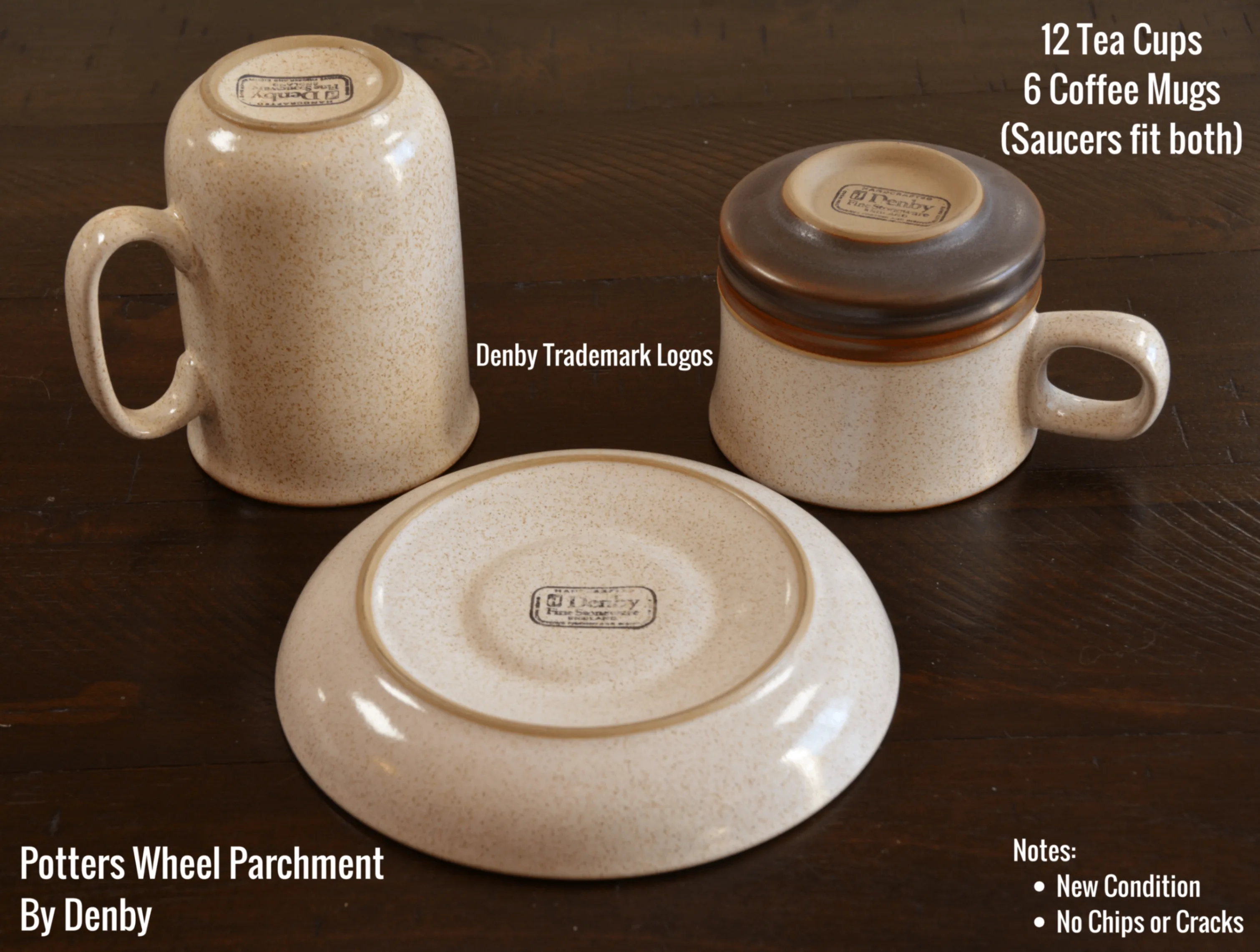 Denby - Potters Wheel Parchment Stoneware - Tea Cups-Coffee Mugs image indicator(4)