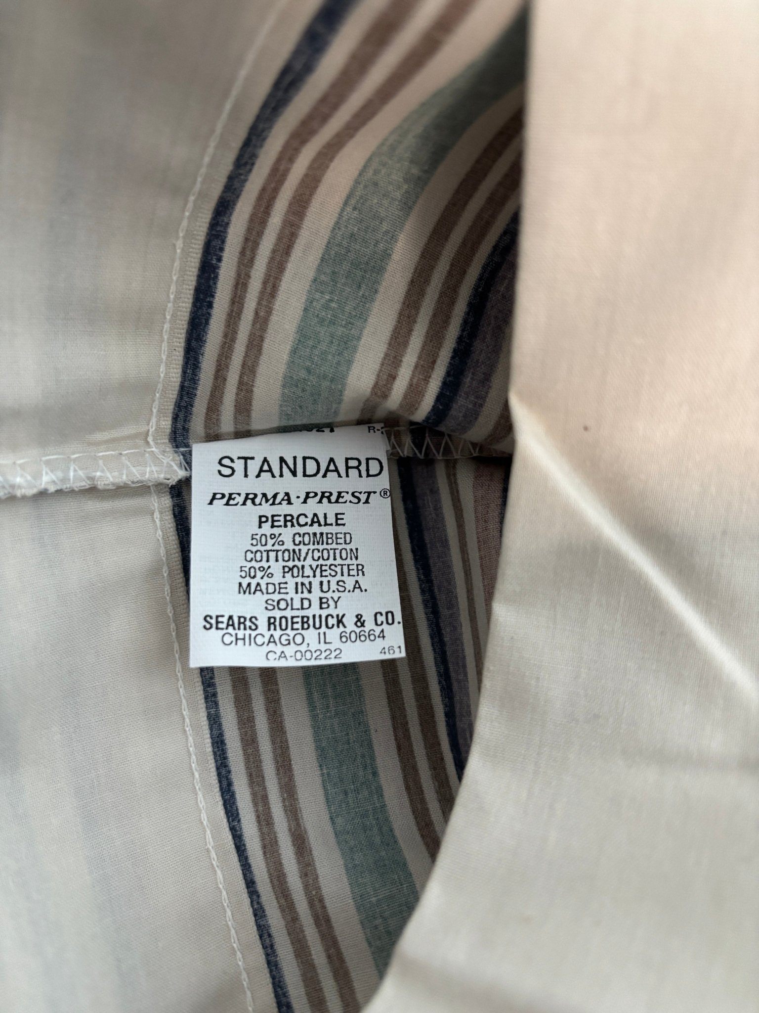 Made in USA Sears Roebuck Striped Percale Double Bed Sheet Set - photo 4