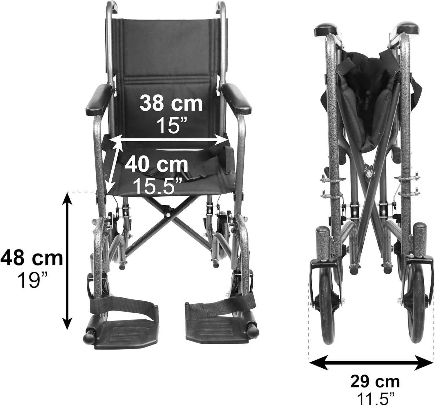 Foldable Transport Wheelchair for Seniors 15" Narrow Seat image indicator(4)