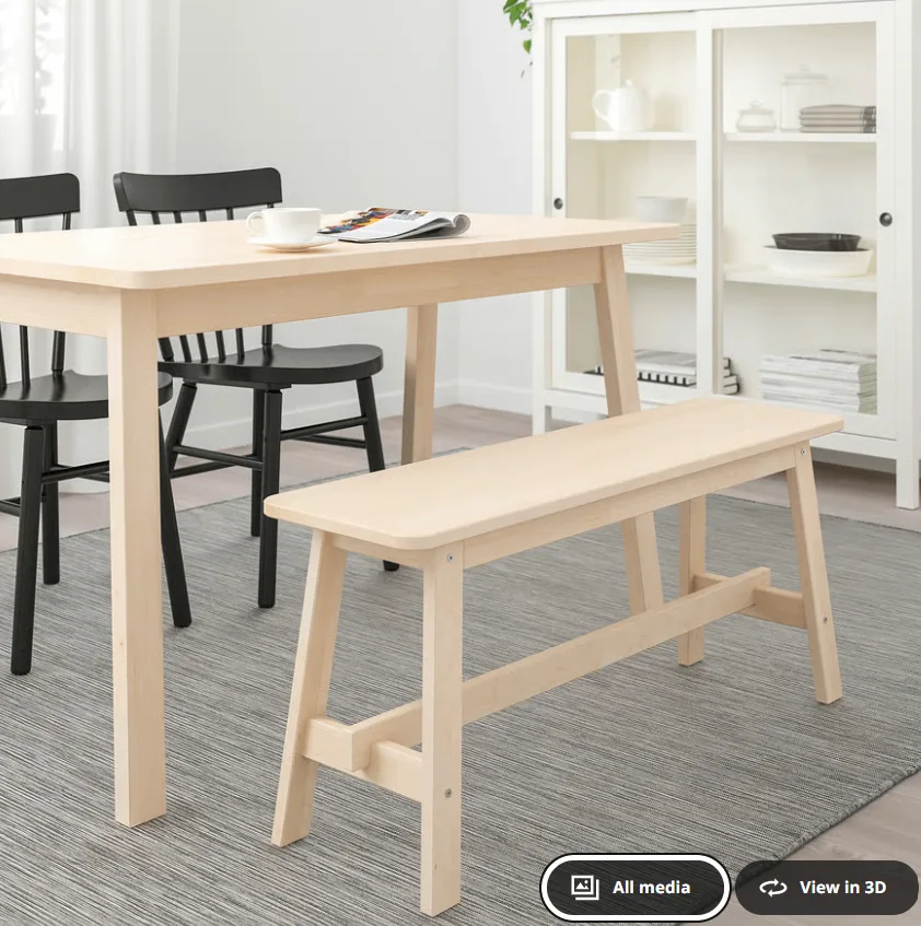 80% new IKEA wooden dining table with bench thumbnail