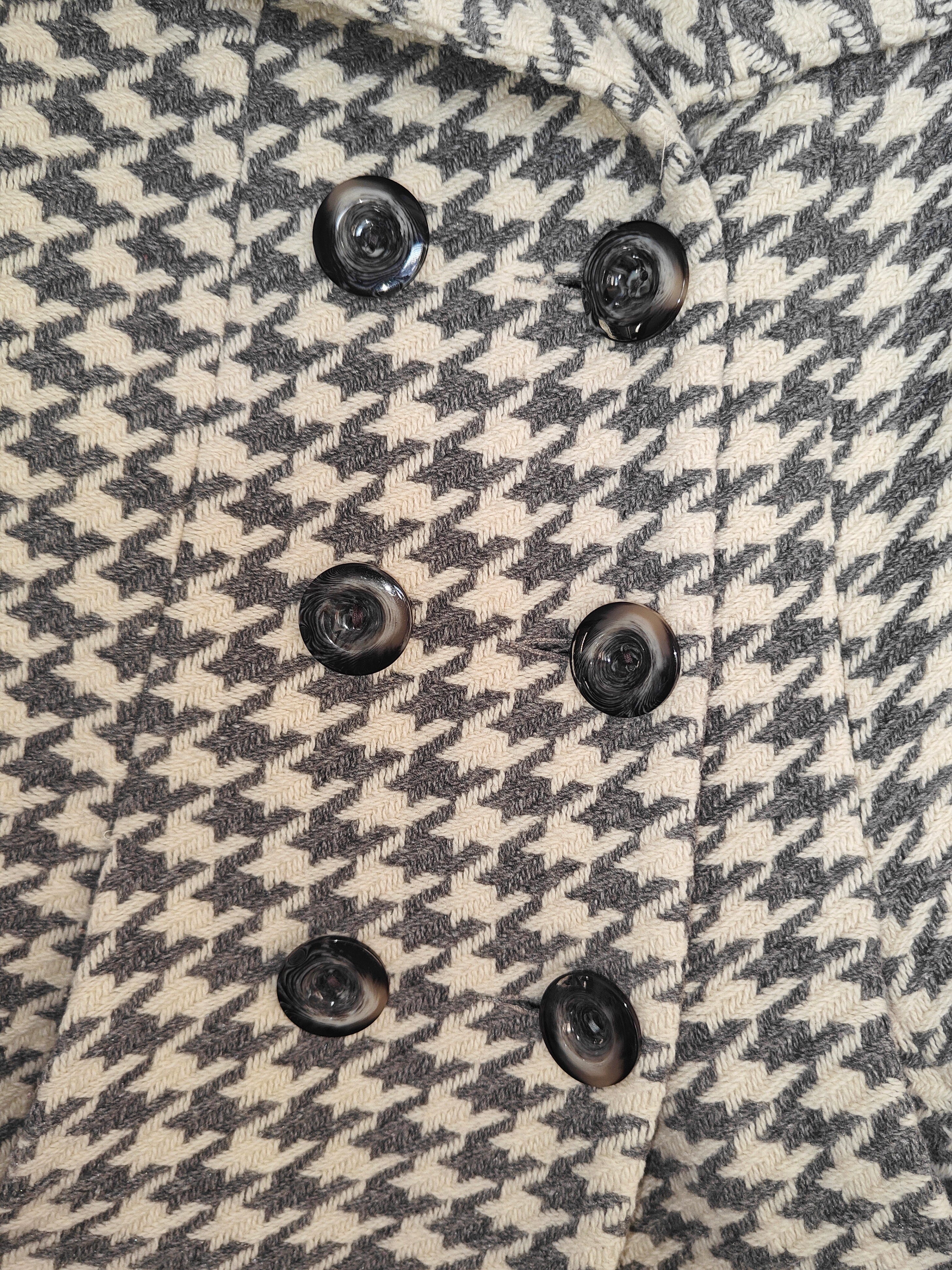 JOSEF Wool Houndstooth Women Winter Peacoat Button Jacket Size 4 - photo 4