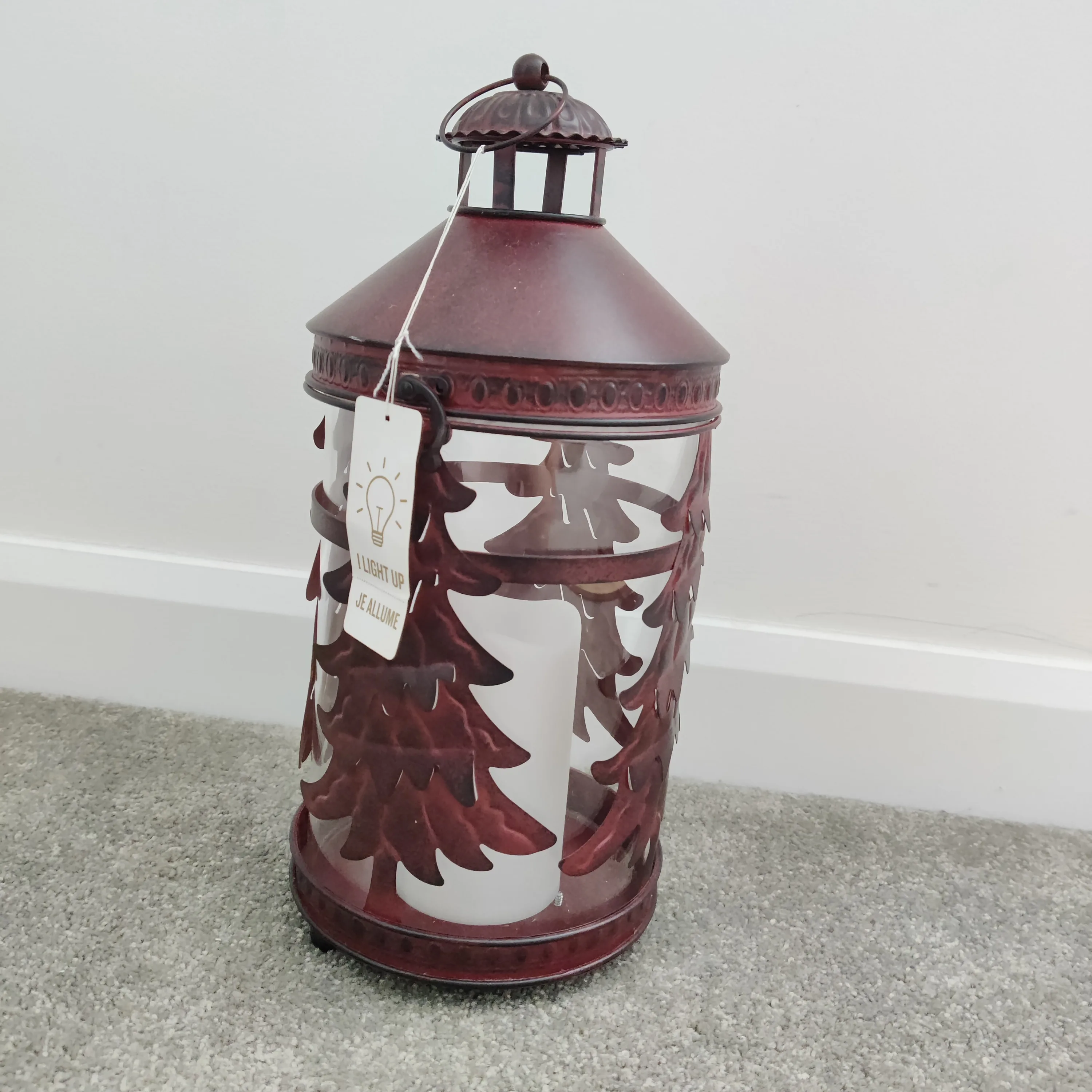 Martha Stewart Pine Trees 14" Metal Lantern Christmas Decor thumbnail