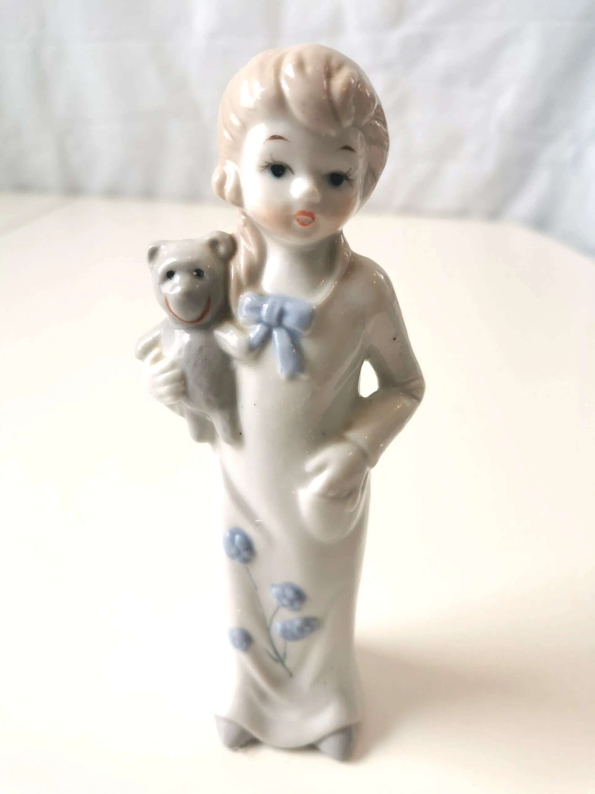 Vintage East German GDR Porcelain Figurine Girl with Teddy Bear image indicator(2)