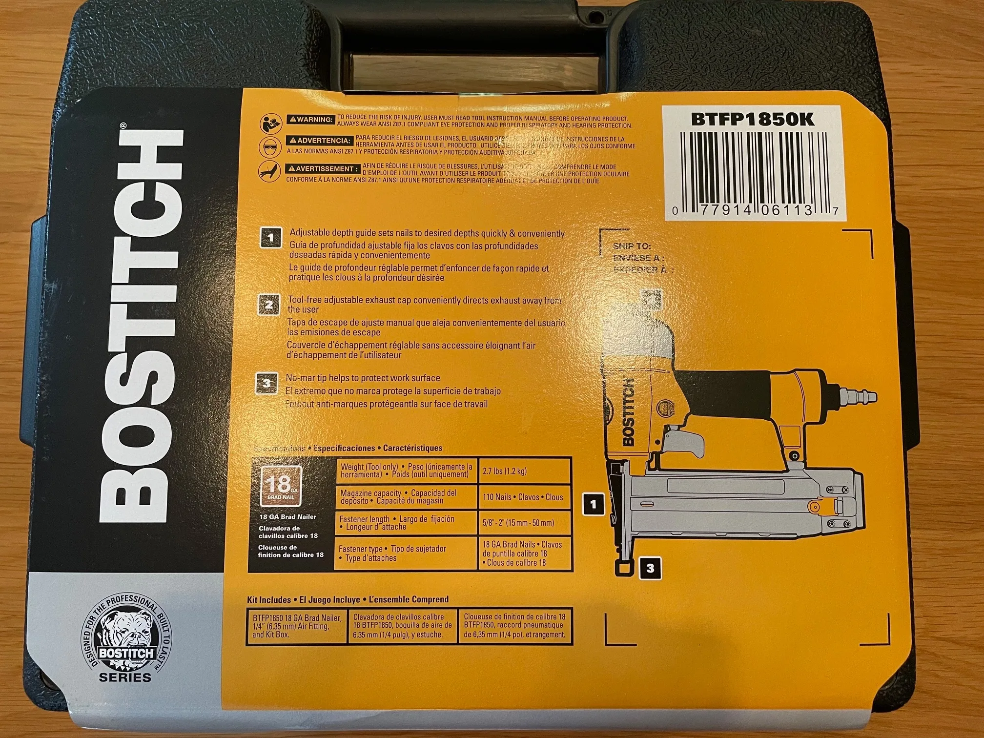 BRAND NEW - BOSTITCH Brad Nailer, 18 Gauge, Pneumatic, 2-Inch image indicator(3)