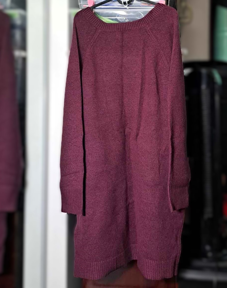 SoSoft V-Neck Cozy Knit Soft Oversize Sweater Dress - photo 2