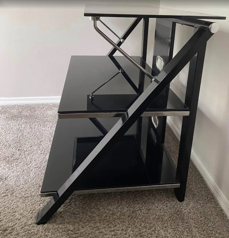 Sleek Black Glass TV Stand – Modern, Carrington NW, Available