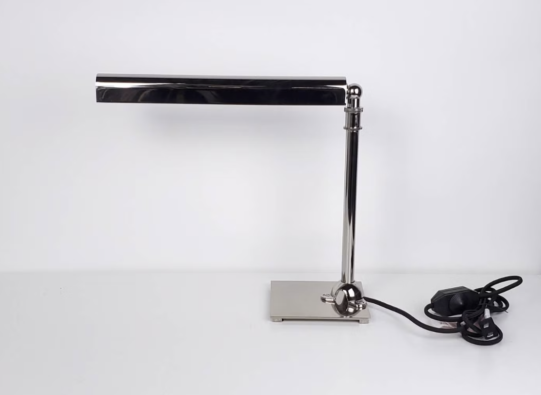 Vintage Polished Nickel Slimline Desk Lamp