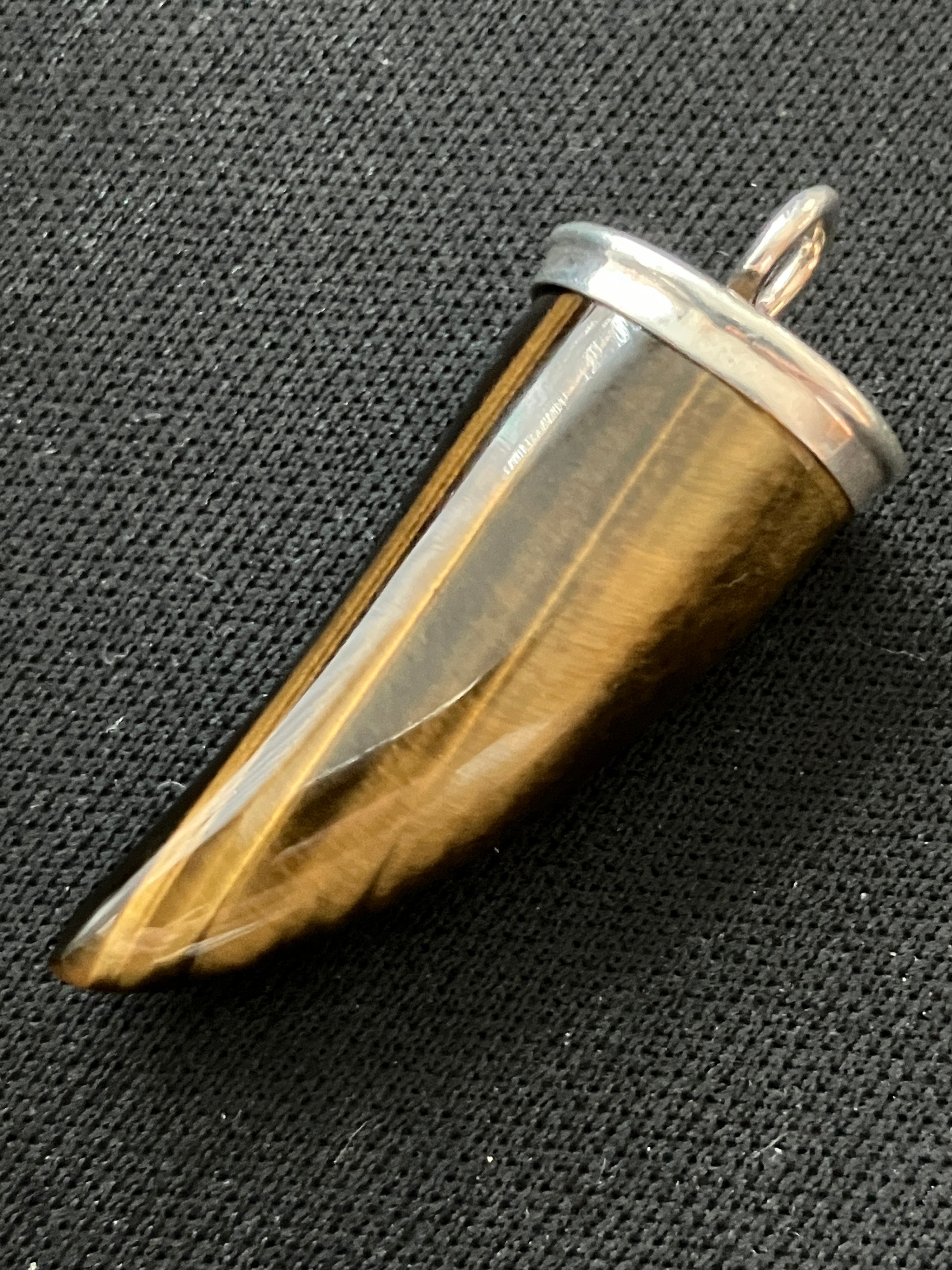 Tiger Eye Horn, Tooth, Claw Sterling Sliver Pendant