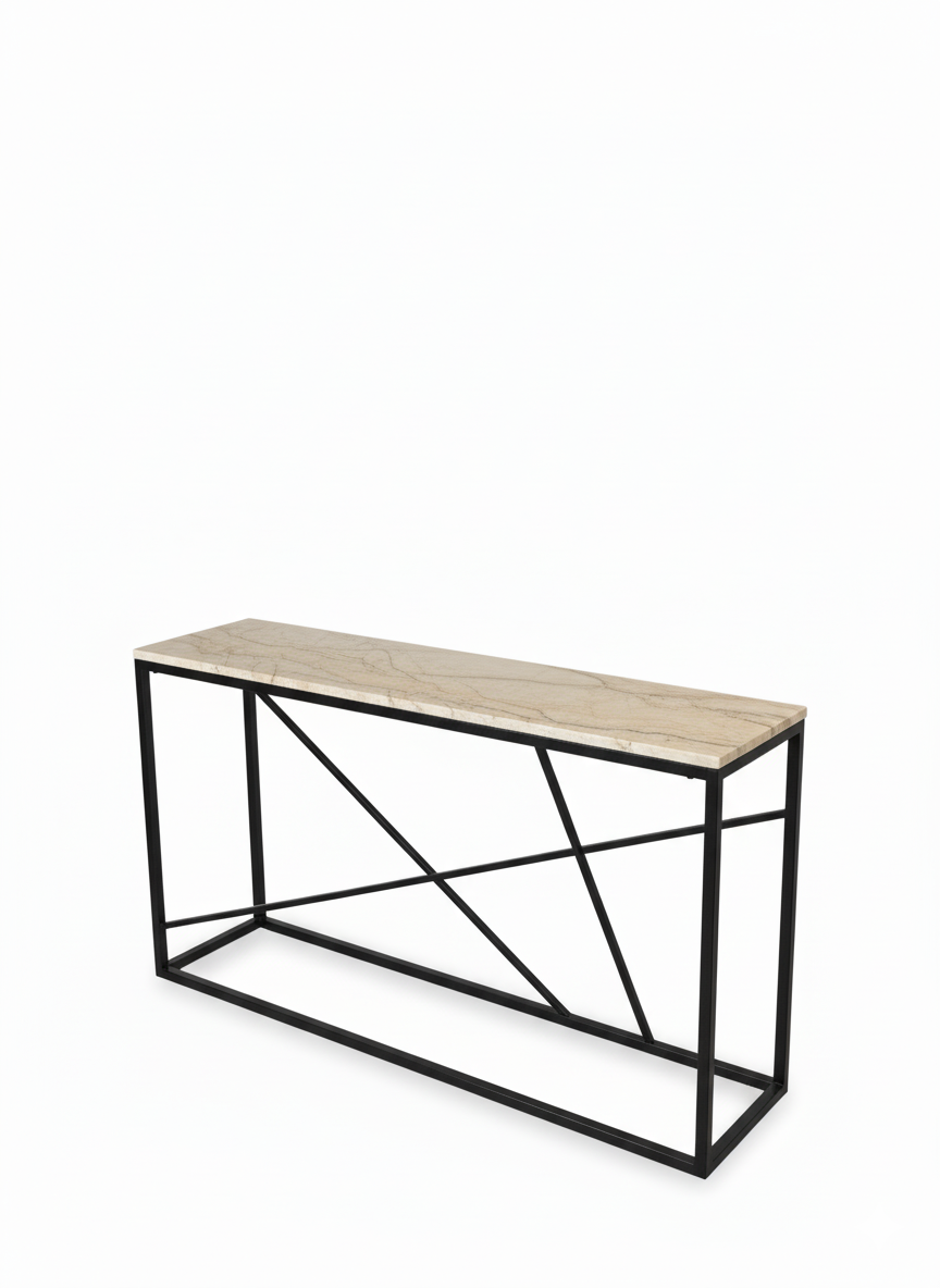 Modern Entry Console Table with Marble-Look Top - photo 3