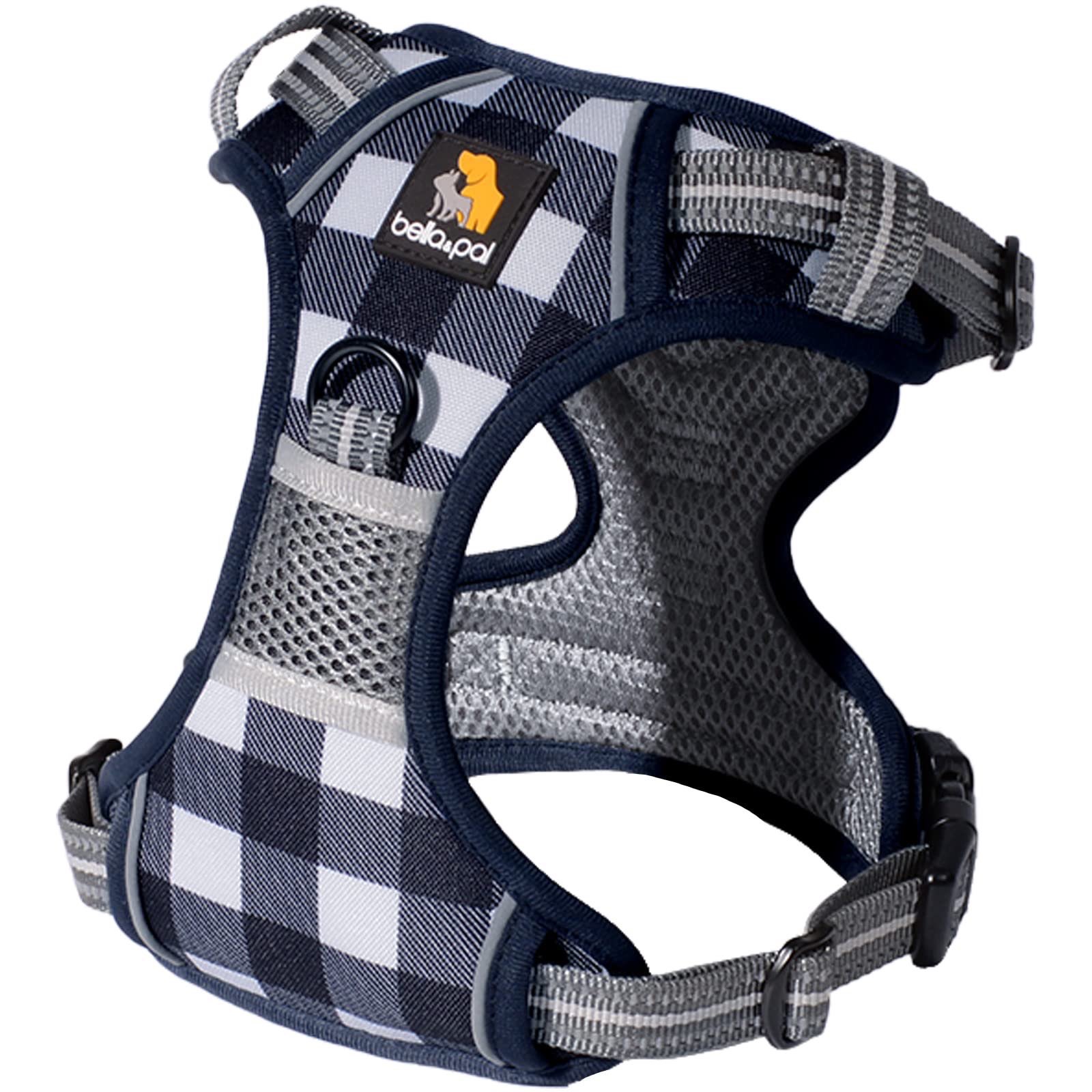 NWT No Pull Dog Harness - Scottish Plaid Navy And White Grid