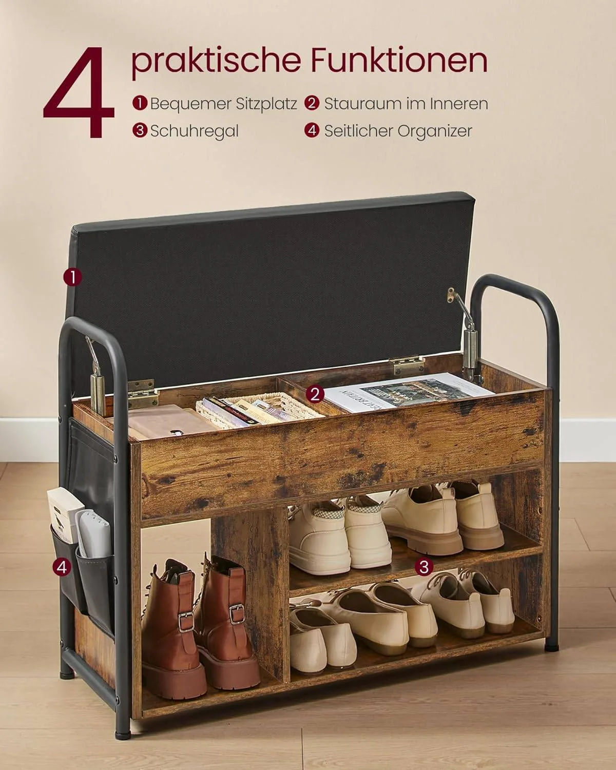 VASAGLE Shoe Storage Bench image indicator(6)