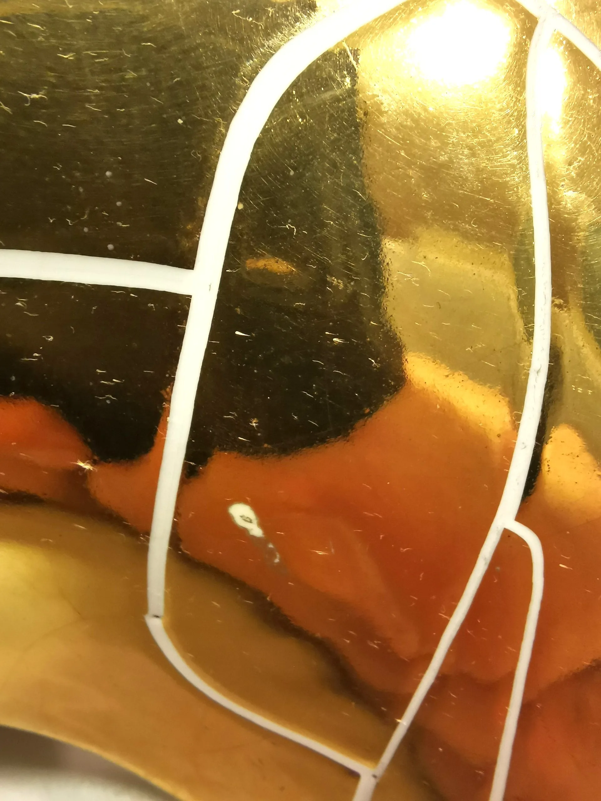 Vintage Gold Wavy Edge Display Dish - Italian Style Art Pottery image indicator(7)