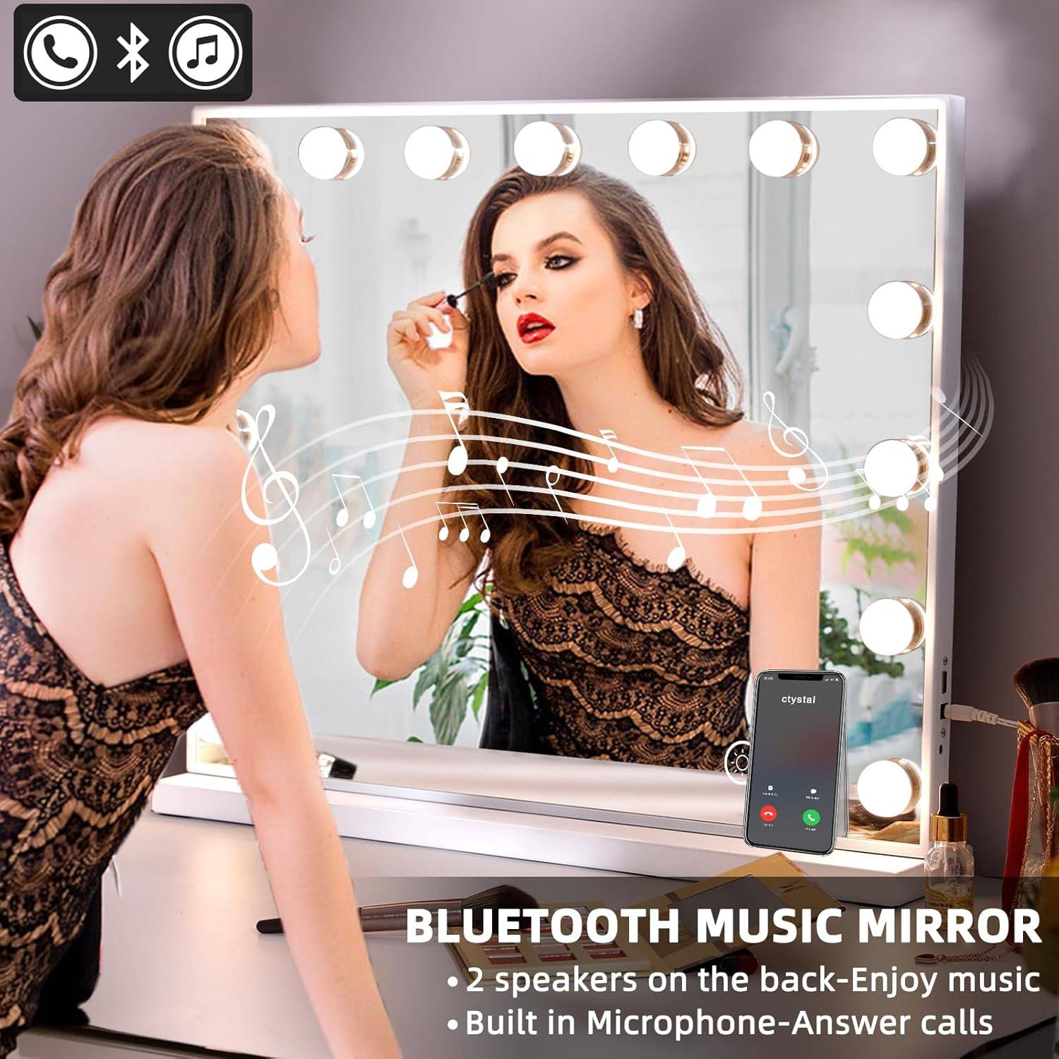Fixer Upper! XL Hollywood Bluetooth Vanity Mirror (Lights Out) - photo 5