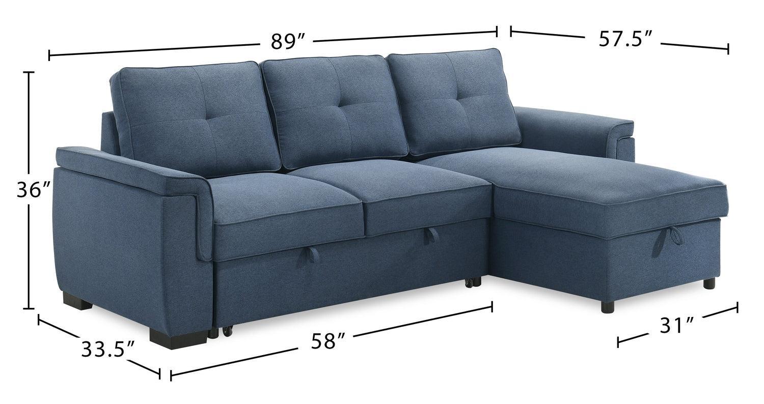 Next to New 89" 2-Piece Fabric Sleeper Sectional w Chaise - photo 3
