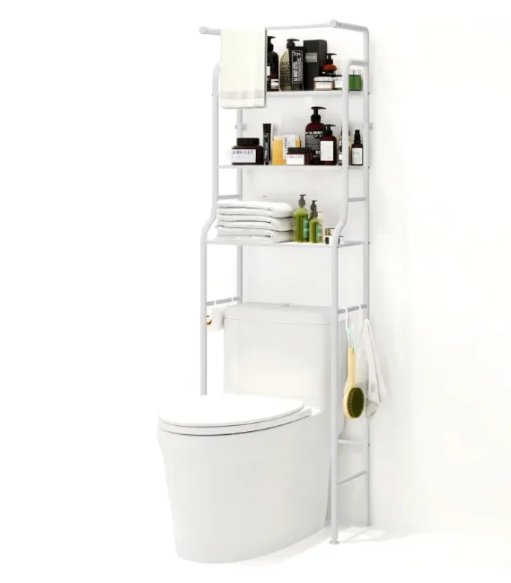 HueMaison Over The Toilet Storage 3-Tier Bathroom Rack, White thumbnail