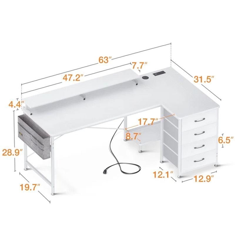 EYERSON 63" L-SHAPE DESK with Power Outlet - photo 2