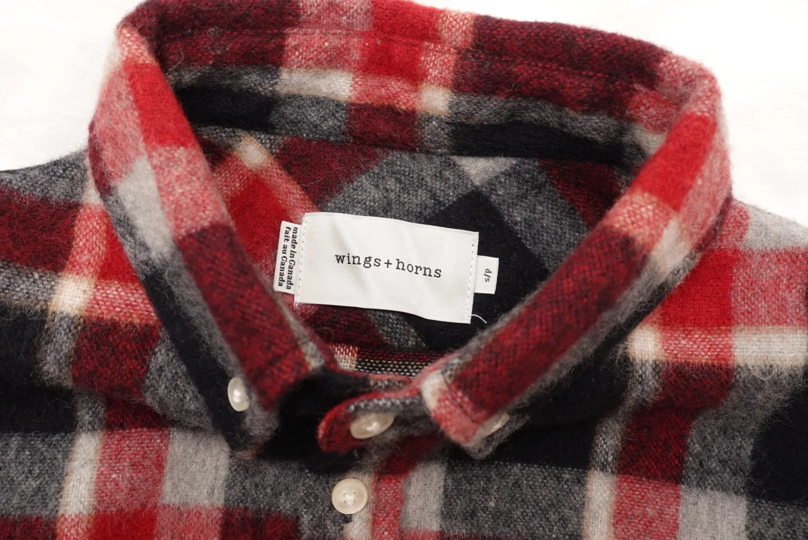 Wings+Horns Wool Angora Plaid Shirt - Small image indicator(3)