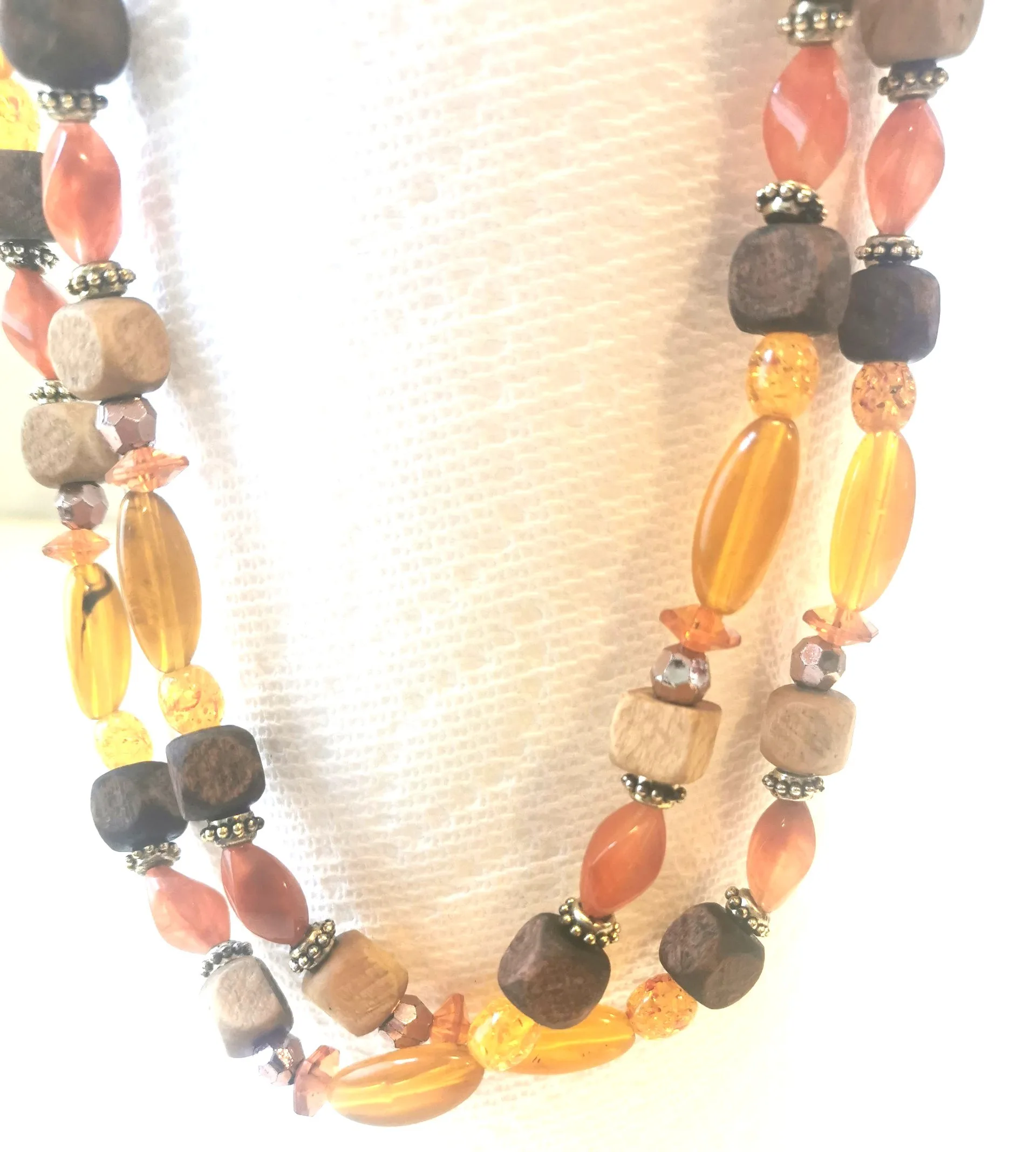 Necklace Amber Wooden Beaded Long 28 inches Vintage image indicator(6)
