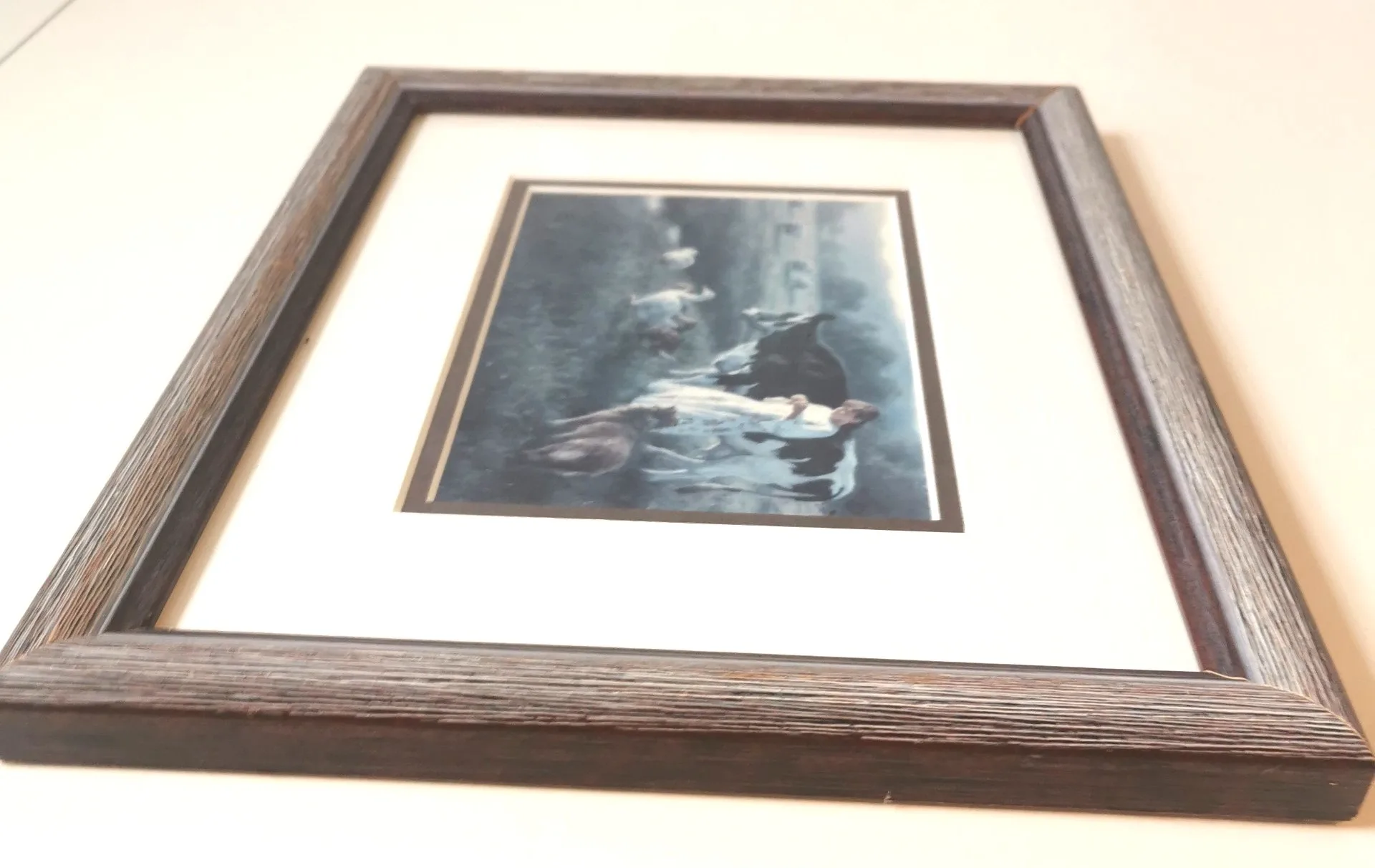 VINTAGE Robert Duncan Print "Out in the Pasture" Girl Cow Geese image indicator(7)