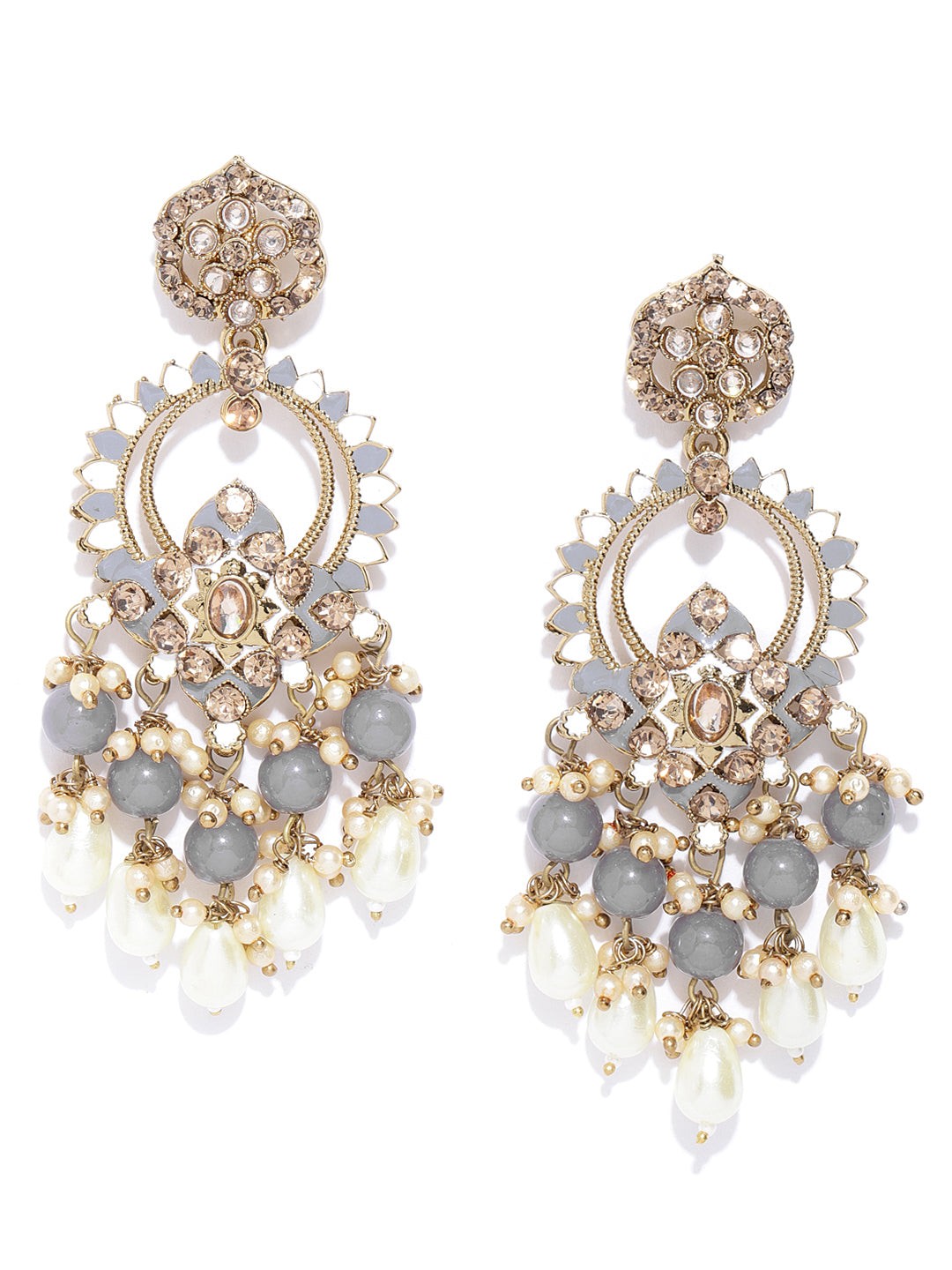 Premium Gold-Plated Beaded Drop Earrings with Meenakari Work - photo 3