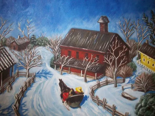 $15 off Old Toronto in Snow Original Painting/Art(24x20 Inches)