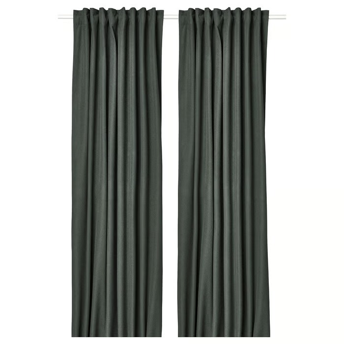 IKEA ROSENMANDEL Blackout curtains, 1 pair, dark green