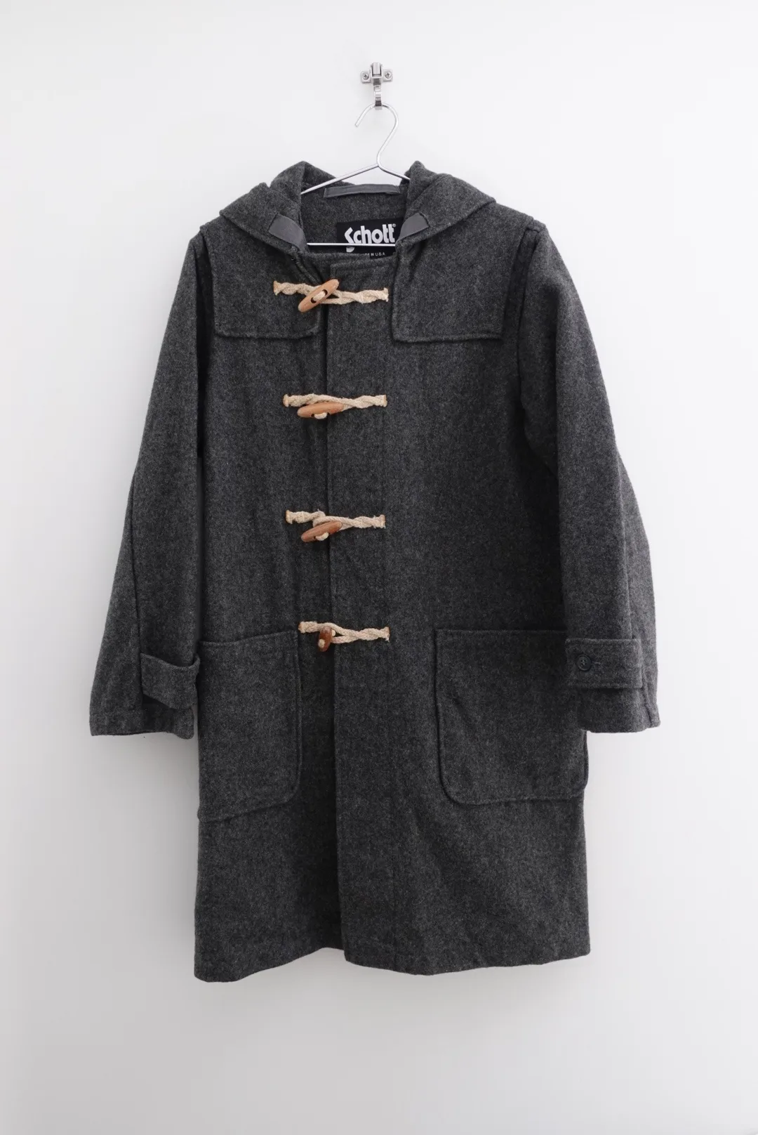 Schott Made in USA Duffle Coat Melton Wool Gray - Small thumbnail