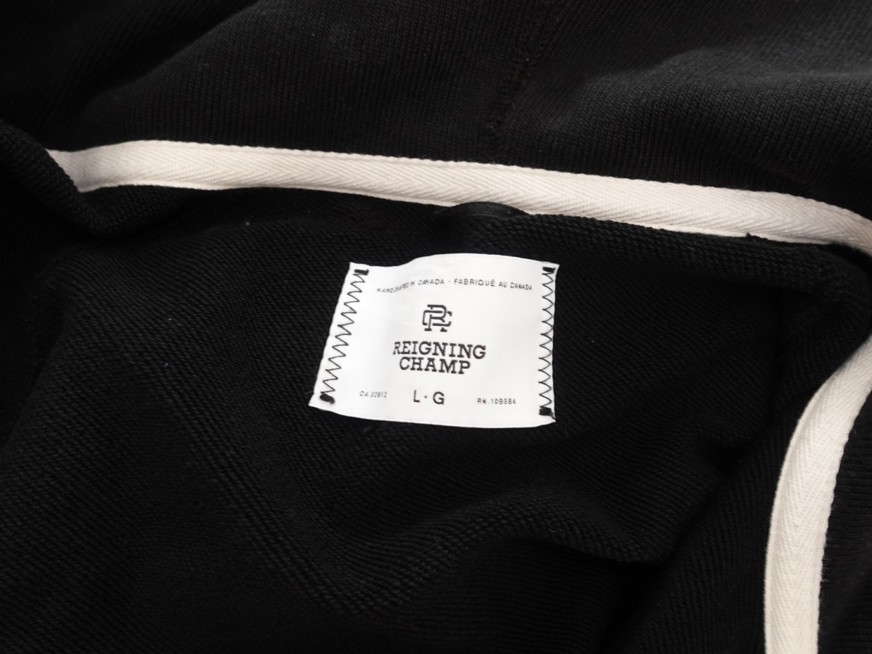 Reigning Champ Black Classic Terry Full Zip Hoodie - L - photo 3
