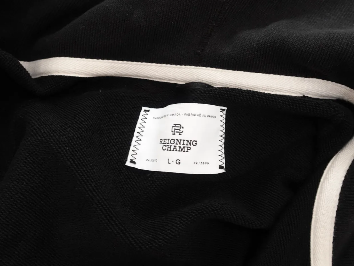 Reigning Champ Black Classic Terry Full Zip Hoodie - L image indicator(3)