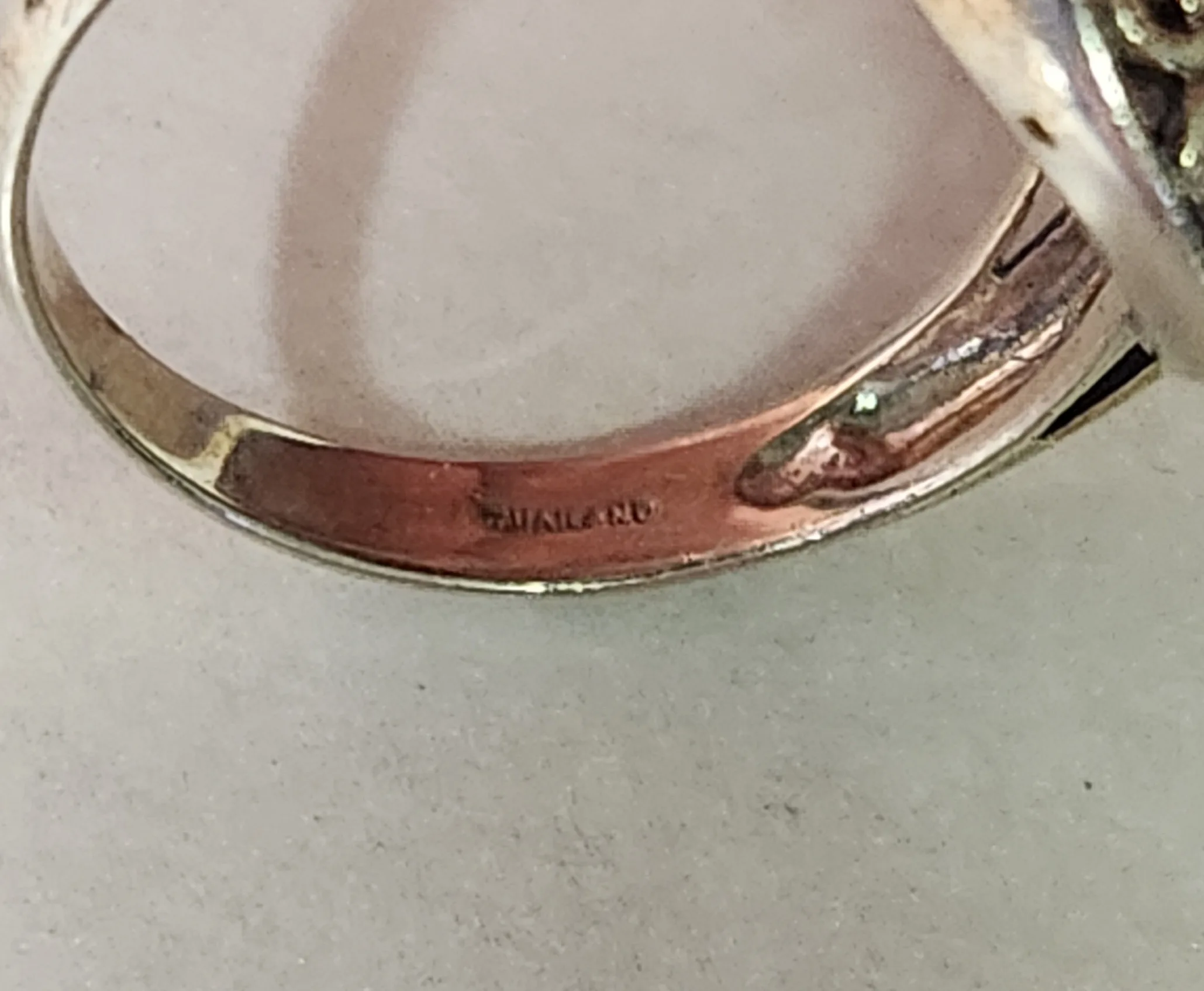 Scrolled Sterling Silver - Serpentine Cabochon Gemstone Ring image indicator(4)