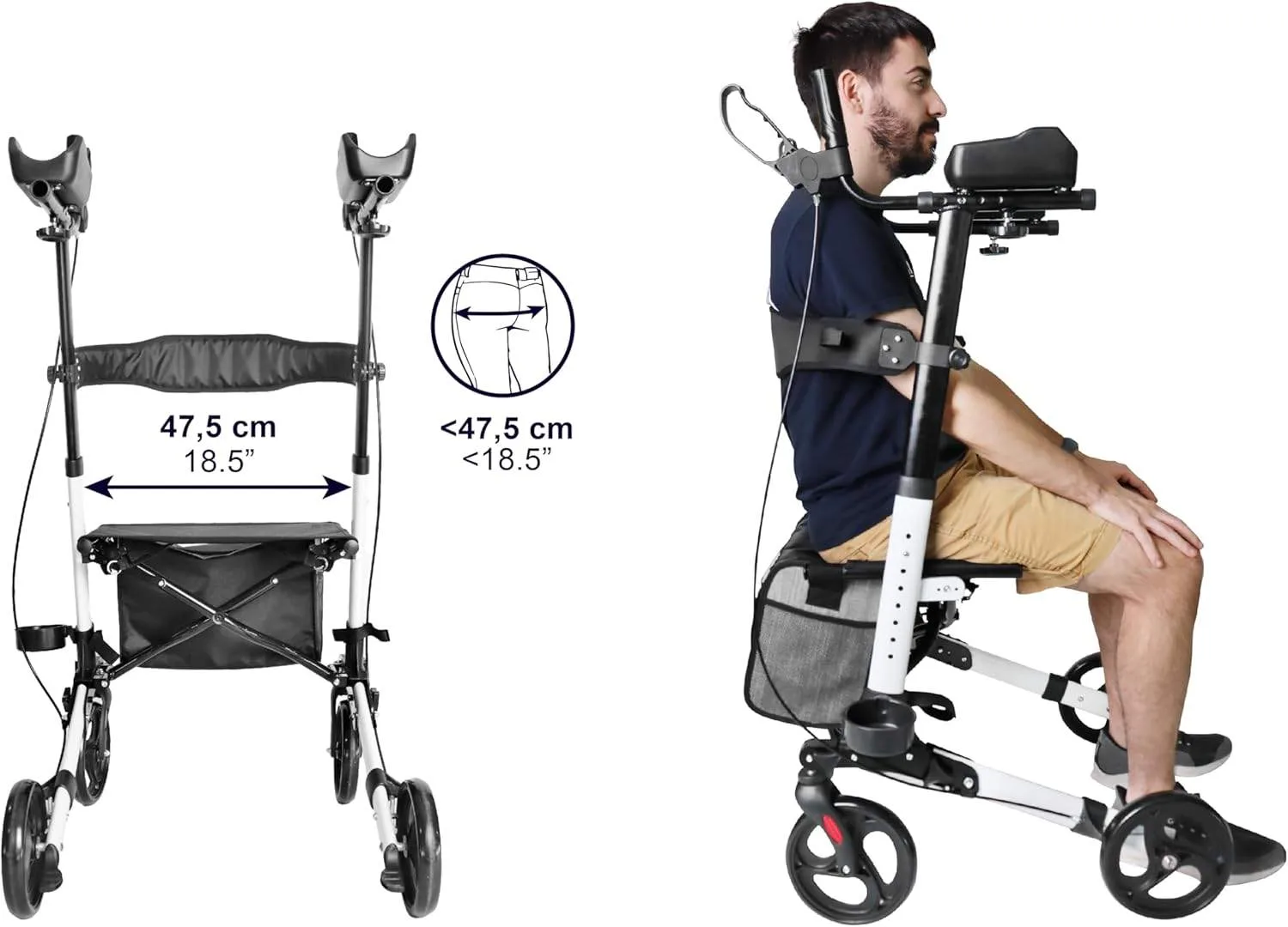 Adjustable Upright Rollator Walker with Seat & Back Support image indicator(5)