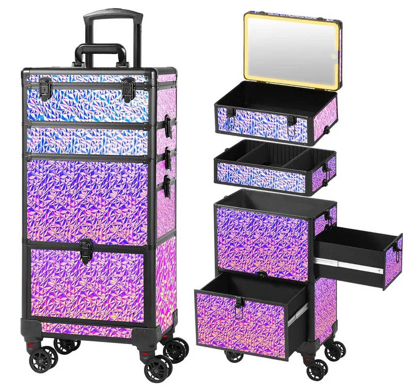 New Rolling Makeup Storage Case w/ Lighted Mirror thumbnail
