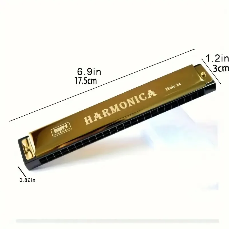 24-Hole Harmonica for Beginners Brand New Black, Red, Blue, Gold image indicator(10)