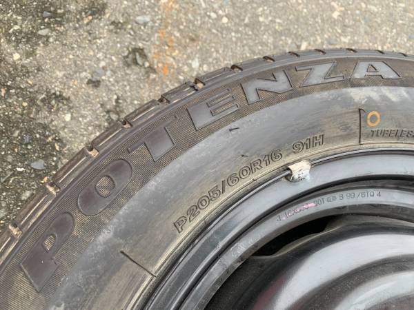 1 X single 205/60/16 Bridgestone 80% tread steel rim 5x114.3mm - photo 5