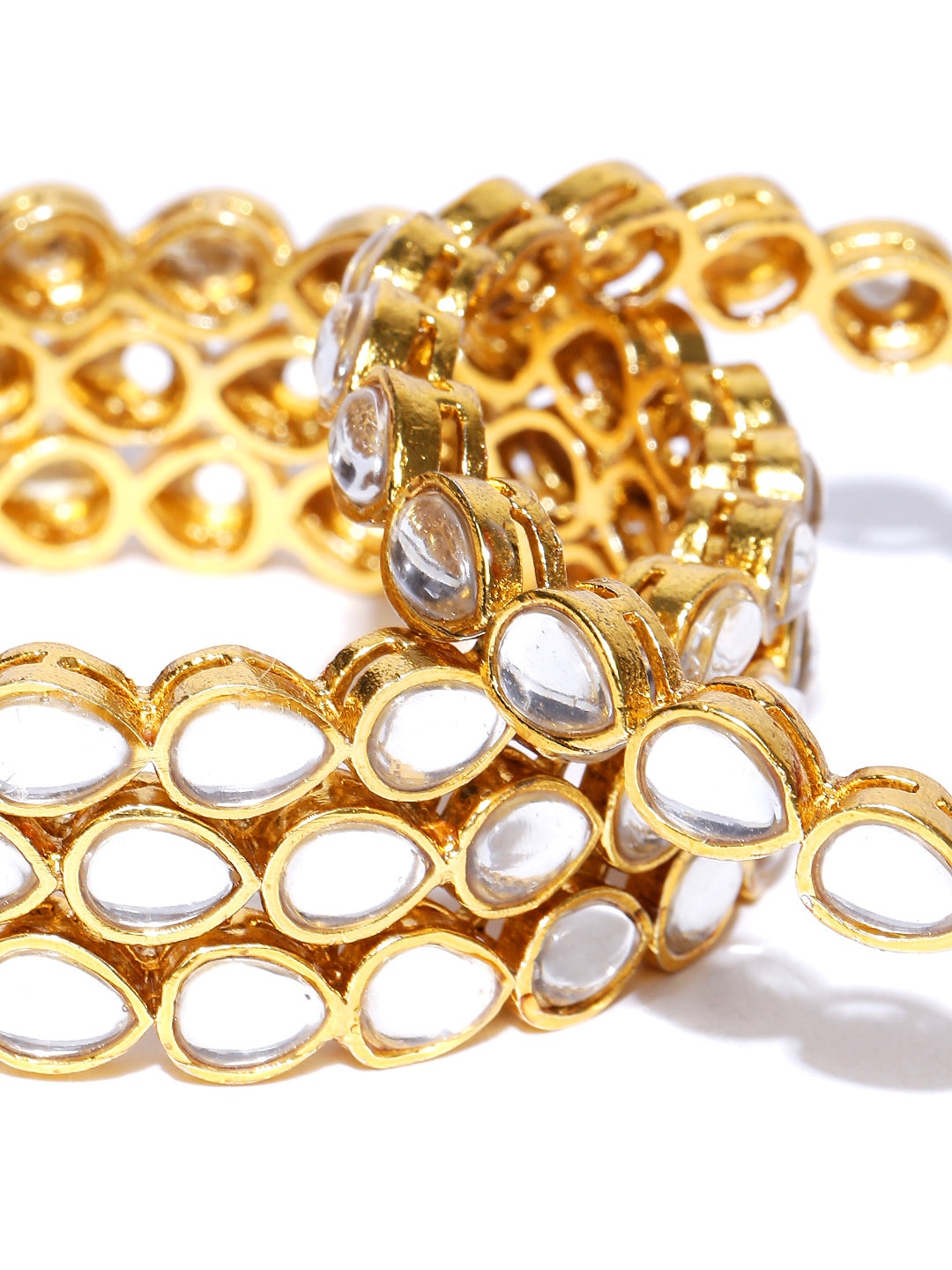 Primum Set of 4 Gold-Plated Kundan Studded Bangles for Women - photo 4