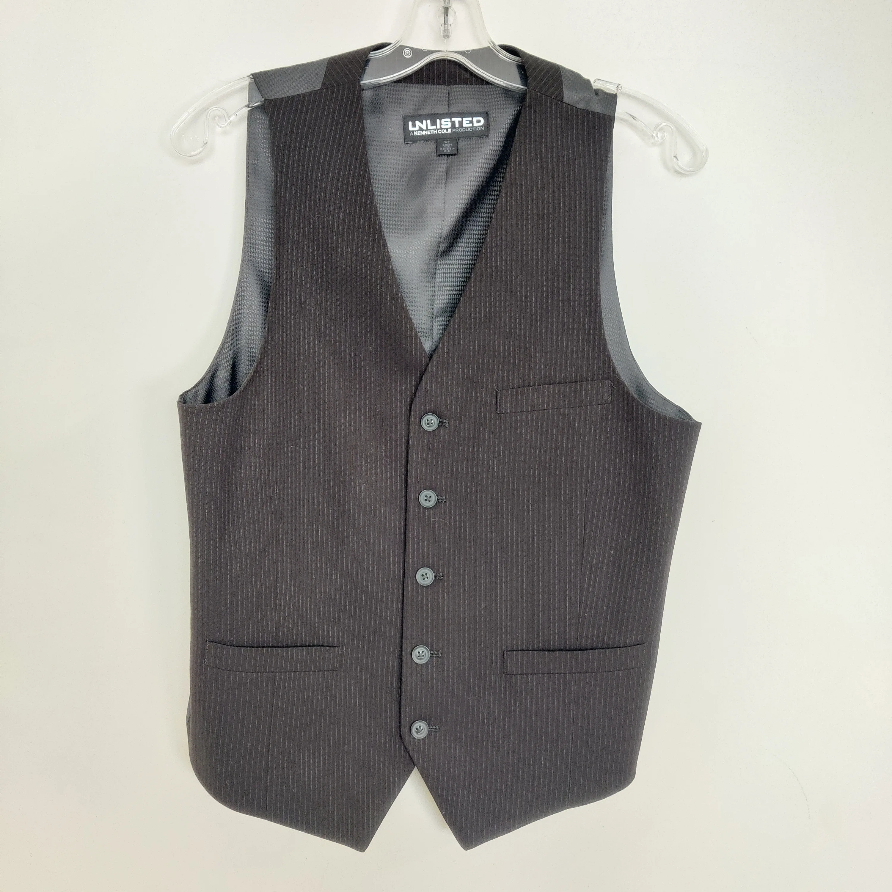 Kenneth Cole Men's Black Striped Vest Size Small thumbnail