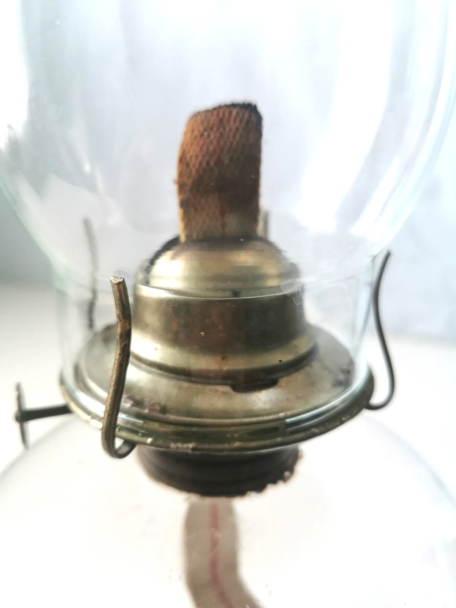 Large Antique Clear Glass Pedestal Eagle Oil Lamp 17.5" Height image indicator(3)