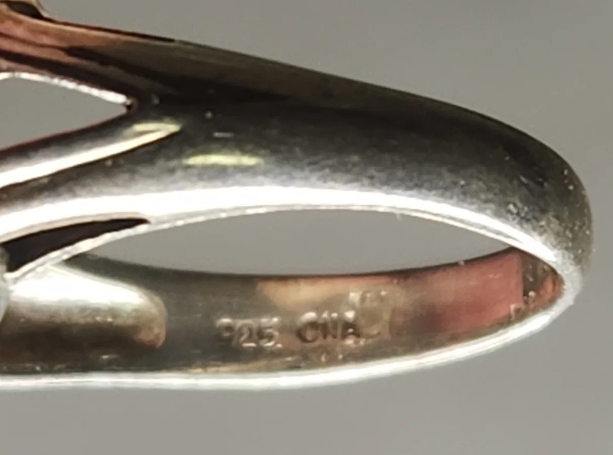 Scrolled Sterling Silver - Serpentine Cabochon Gemstone Ring image indicator(3)