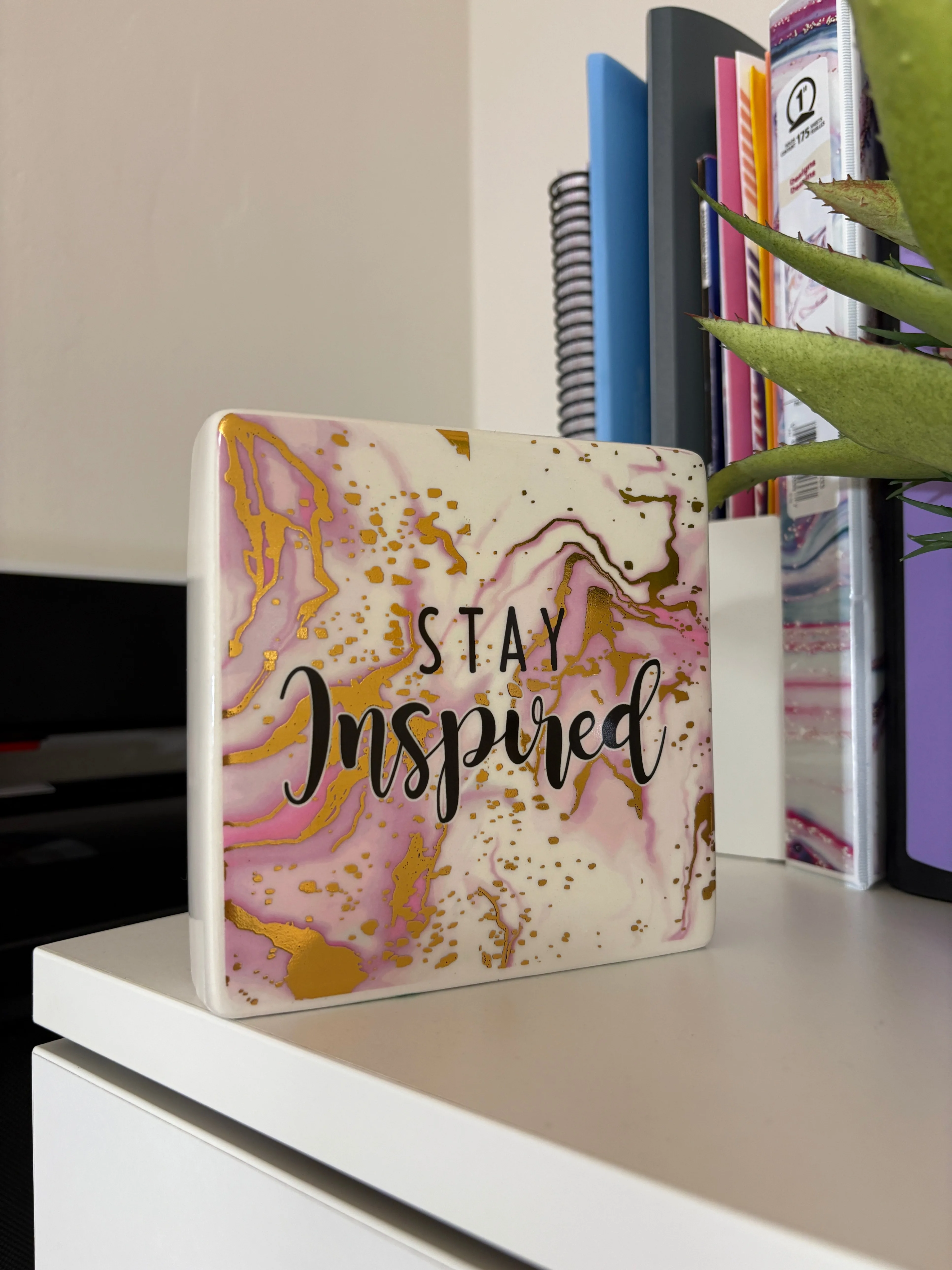 Office Decor - Stay Inspired Pink & Gold thumbnail