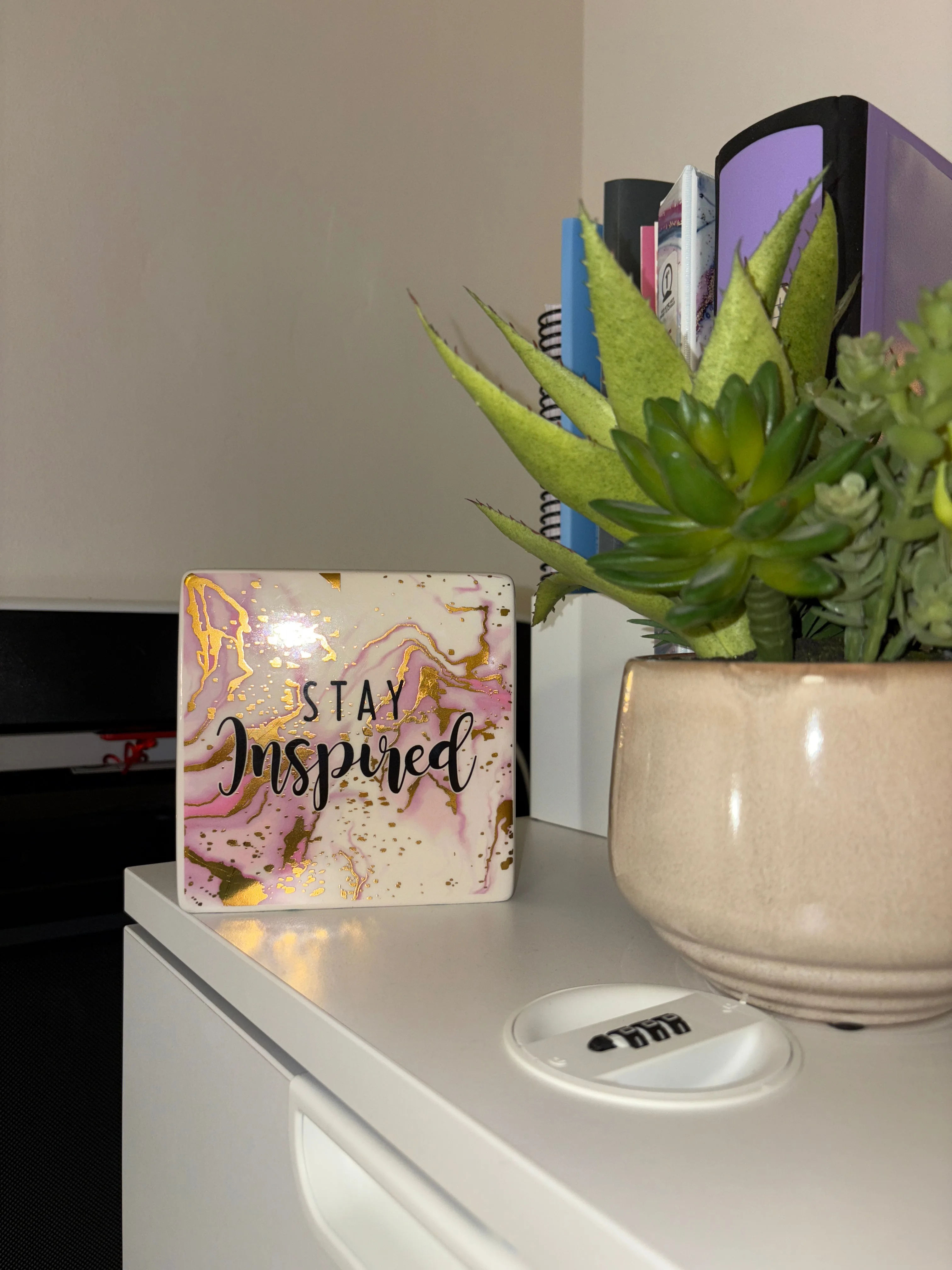 Office Decor - Stay Inspired Pink & Gold image indicator(4)